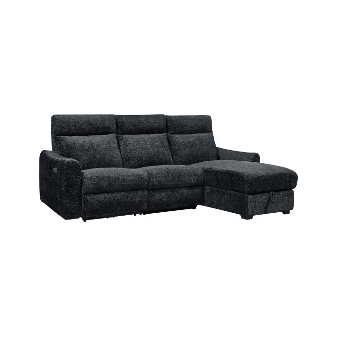 Storage Chaise L-Shape Sectional w/ Single Power Zero Gravity Recliner + USB