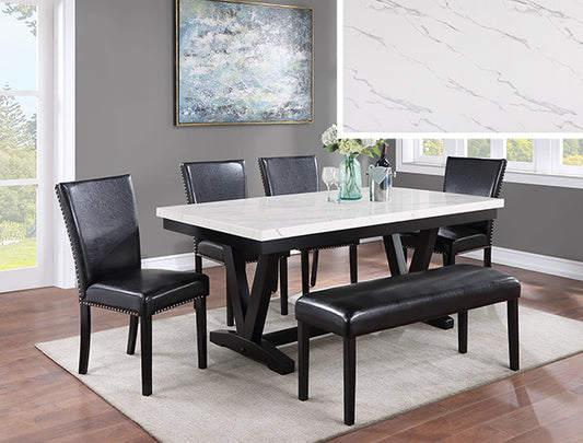 6PC Tanner Faux Marble Dining Set