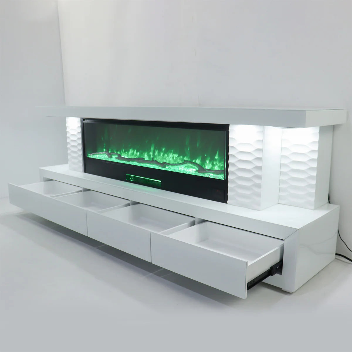 DAN 71" TV Stand LED Mirrored Fireplace