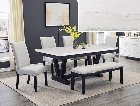 6PC  Varley Genuine Marble Dining Set
