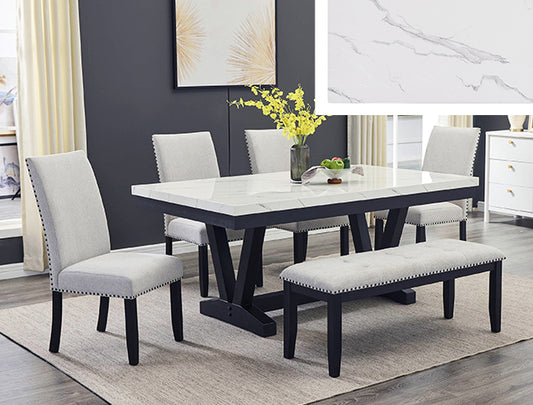 6PC Vance Faux Marble Dining Set