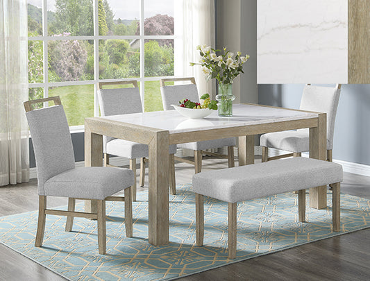 6PC Dune Genuine Marble Dining Set