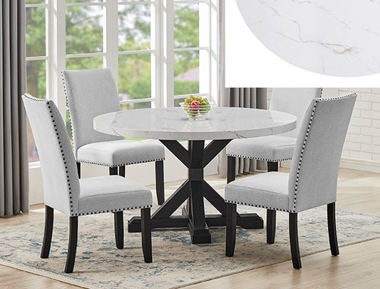 VANCE FAUX ROUND DINING SET 5 PC