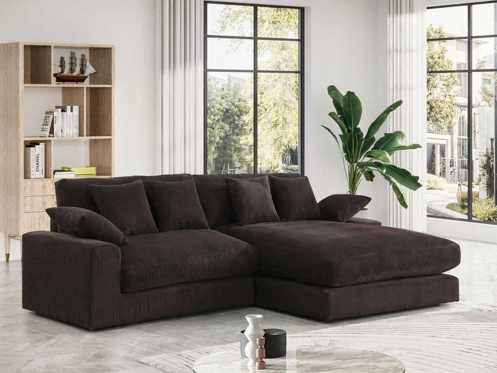 Mystico 105"W Corduroy Reversible Sectional Sofa Chaise