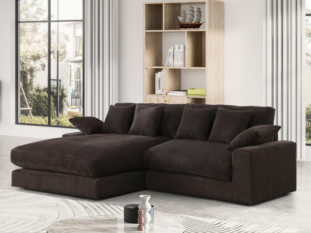 Mystico 105"W Corduroy Reversible Sectional Sofa Chaise