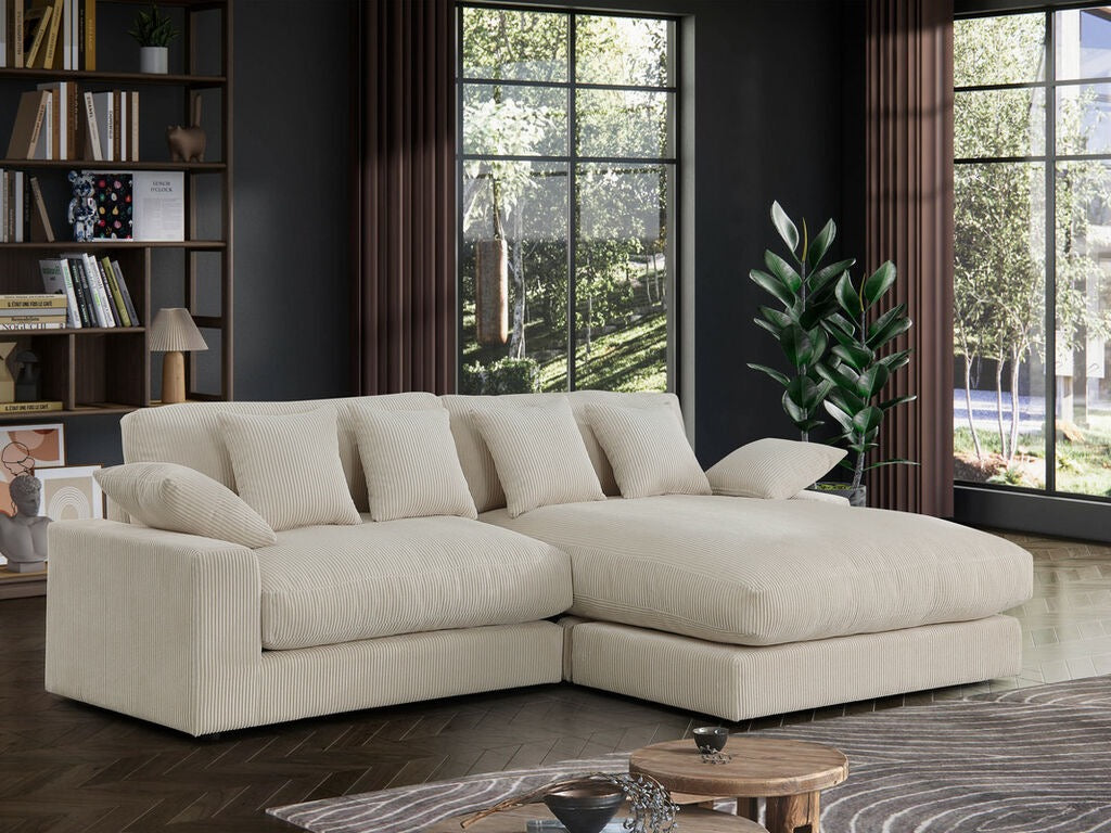 Mystico 105"W Corduroy Reversible Sectional Sofa Chaise