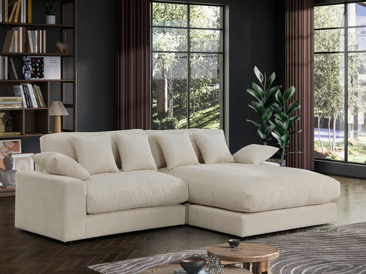 Mystico 105"W Corduroy Reversible Sectional Sofa Chaise