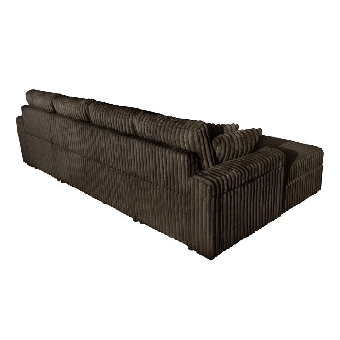 Corduroy U-Shaped Pull Out Sectional Sofa w/ Storage Chaises w/ USB + Pillows