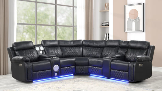 LACROSSE POWER RECLINER SECTIONAL WITH BLUETOOTH SPEAKERS AND PHONE CHARGING STATION