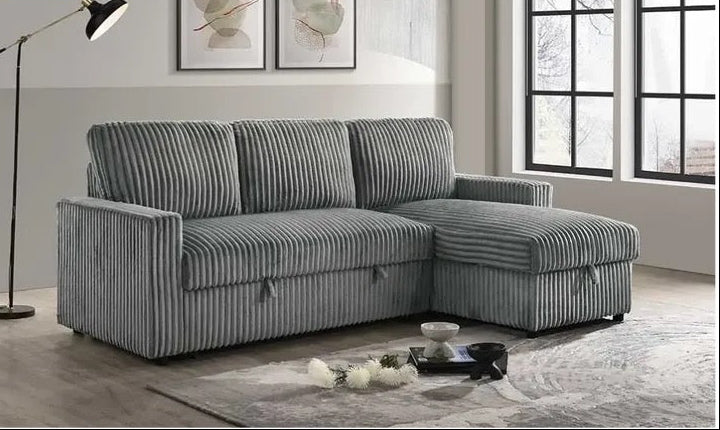 EXCEL GREY SECTIONAL SOFA WITH STORAGE AND PULL OUT BED