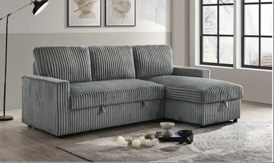 EXCEL GREY SECTIONAL SOFA WITH STORAGE AND PULL OUT BED