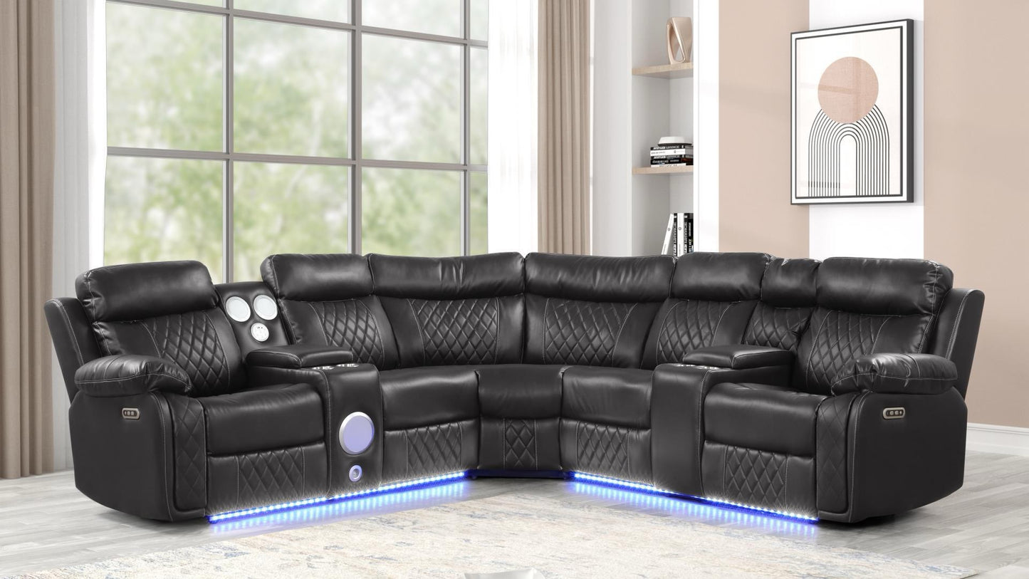 LACROSSE POWER RECLINER SECTIONAL WITH BLUETOOTH SPEAKERS AND PHONE CHARGING STATION