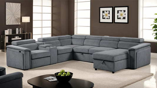 HARVEY SECTIONAL WITH BED AND STORAGE, SINGLE RECLINER